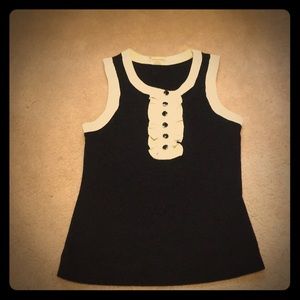 Black and white ruffled tank top